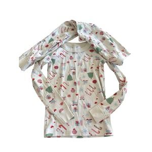 Hanna Andersson 120 Kids 6 7 candy bunny Christmas Pajamas Organic Cotton Set